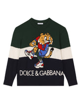 Wool jacquard sweater with mascot design - | Dolce & Gabbana