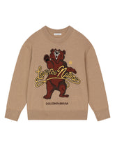 Wool jacquard sweater with intarsia and embroidery - | Dolce & Gabbana