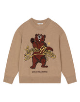 Wool jacquard sweater with intarsia and embroidery - | Dolce & Gabbana