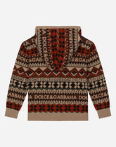 Zip-up jacquard knit cardigan with hood - | Dolce & Gabbana