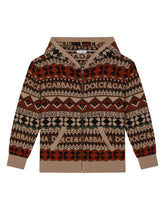 Zip-up jacquard knit cardigan with hood - | Dolce & Gabbana