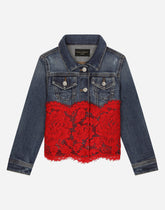 Denim jacket with lace insert - | Dolce & Gabbana
