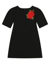 Short cady dress with crochet rose - | Dolce & Gabbana