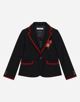 Single-breasted wool jacket with satin details - | Dolce & Gabbana