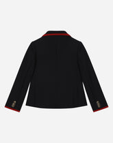 Single-breasted wool jacket with satin details - | Dolce & Gabbana