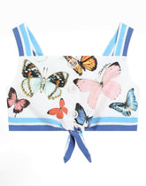 Cotton poplin top with butterfly print - | Dolce & Gabbana