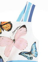 Cotton poplin top with butterfly print - | Dolce & Gabbana