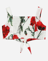 Poppy-print poplin top - | Dolce & Gabbana