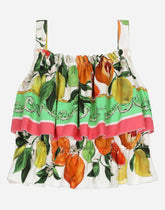 Poplin top with lemon and orange print - | Dolce & Gabbana