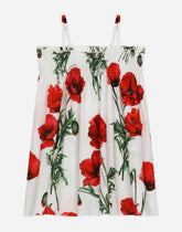 Poppy-print poplin sun dress - | Dolce & Gabbana