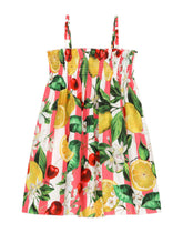 Poplin sundress with lemon and cherry print - | Dolce & Gabbana