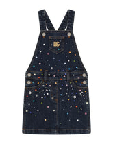 Dungarees with multi-colored fusible rhinestones - | Dolce & Gabbana