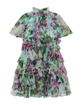 Chiffon midi dress with bluebell print - | Dolce & Gabbana
