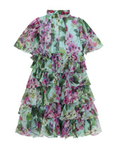 Chiffon midi dress with bluebell print - | Dolce & Gabbana