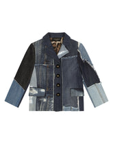 Single-breasted patchwork denim jacket - | Dolce & Gabbana
