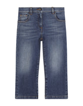 Stretch denim jeans with branded tag - | Dolce & Gabbana