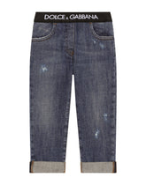 Stretch denim jeans with branded elastic - | Dolce & Gabbana