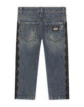 Denim jeans with lace bands - | Dolce & Gabbana