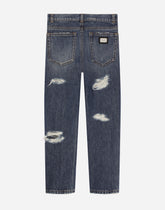 5-pocket ripped denim jeans - | Dolce & Gabbana