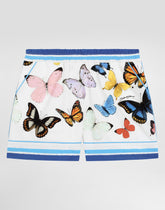 Striped poplin vanity shorts with butterfly print - | Dolce & Gabbana