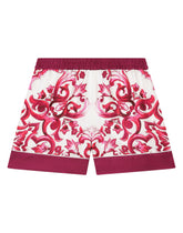 Twill shorts with yellow majolica print - | Dolce & Gabbana