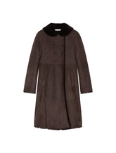 Double-breasted shearling coat with decorative buttons - | Dolce & Gabbana