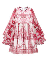 Long majolica-print chiffon dress - | Dolce & Gabbana