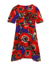 Charmeuse dress with anemone print - | Dolce & Gabbana