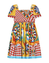 Short-sleeved Carretto-print poplin dress - | Dolce & Gabbana