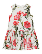 Carnation-print poplin midi dress - | Dolce & Gabbana