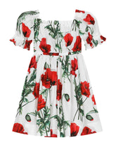 Poppy-print poplin midi dress - | Dolce & Gabbana