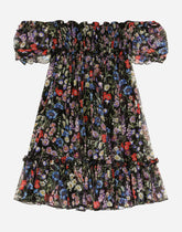 Chiffon dress with short sleeves - | Dolce & Gabbana