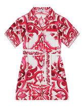 Majolica-print silk shirt dress - | Dolce & Gabbana