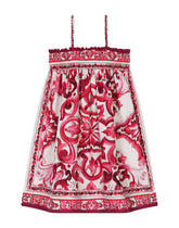 Poplin sundress with majolica print - | Dolce & Gabbana