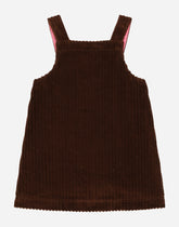 Sleeveless corduroy dress with embroidery - | Dolce & Gabbana