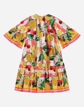Poplin dress with lemon and cherry print - | Dolce & Gabbana