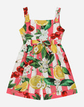 Poplin jumpsuit with lemon and cherry print - | Dolce & Gabbana