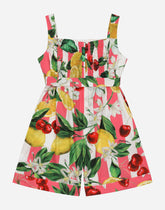 Poplin jumpsuit with lemon and cherry print - | Dolce & Gabbana