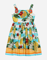 Poplin dress with lemon and cherry print - | Dolce & Gabbana