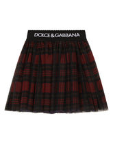 Tulle midi skirt with tartan print - | Dolce & Gabbana