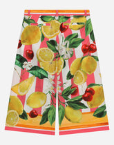 Poplin pants with lemon and cherry print - | Dolce & Gabbana