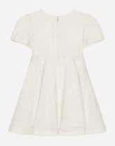 Jacquard midi dress with bejeweled buttons - | Dolce & Gabbana