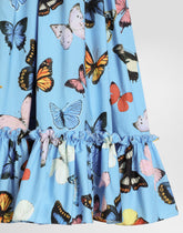 Poplin dress with butterfly print - | Dolce & Gabbana