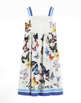 Poplin dress with butterfly print - | Dolce & Gabbana