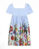 Striped poplin dress with floral print - | Dolce & Gabbana