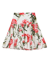 Long carnation-print poplin skirt - | Dolce & Gabbana