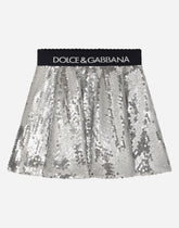 Sequined midi skirt with branded elastic - | Dolce & Gabbana