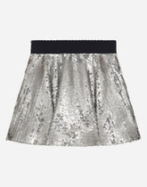 Sequined midi skirt with branded elastic - | Dolce & Gabbana