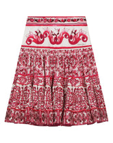 Long majolica-print poplin skirt - | Dolce & Gabbana