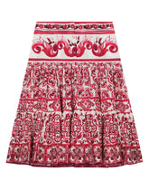 Long majolica-print poplin skirt - | Dolce & Gabbana